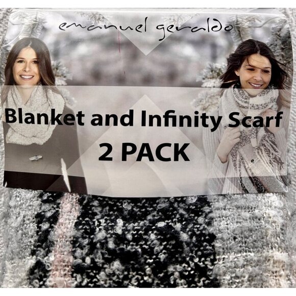 Emanuel Geraldo Women's Infinity Scarf Black / Pink / Gray 2 Pack - Picture 1 of 4